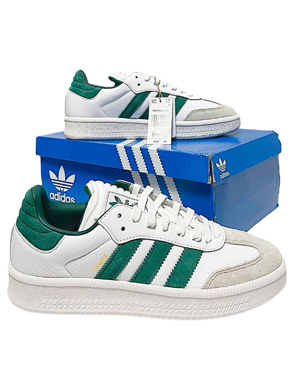 adidas Samba XLG Sneakers White Green Leather Suede NWT Men’s 11.5 - Picture 2 of 9